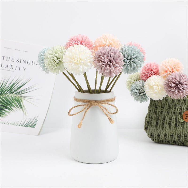 Künstliche Pompon-Chrysantheme, 10 Einzelstiele mit je 1 Blüte, Stoffblüten in Macaron-Farben, für Hochzeit & Dekoration