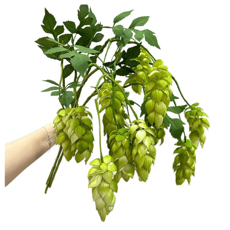 Künstliche Hopfenblüte, einzelner Stiel mit 5 Blüten, 50 cm Höhe, PU-Material, für Hochzeiten und Dekoration
