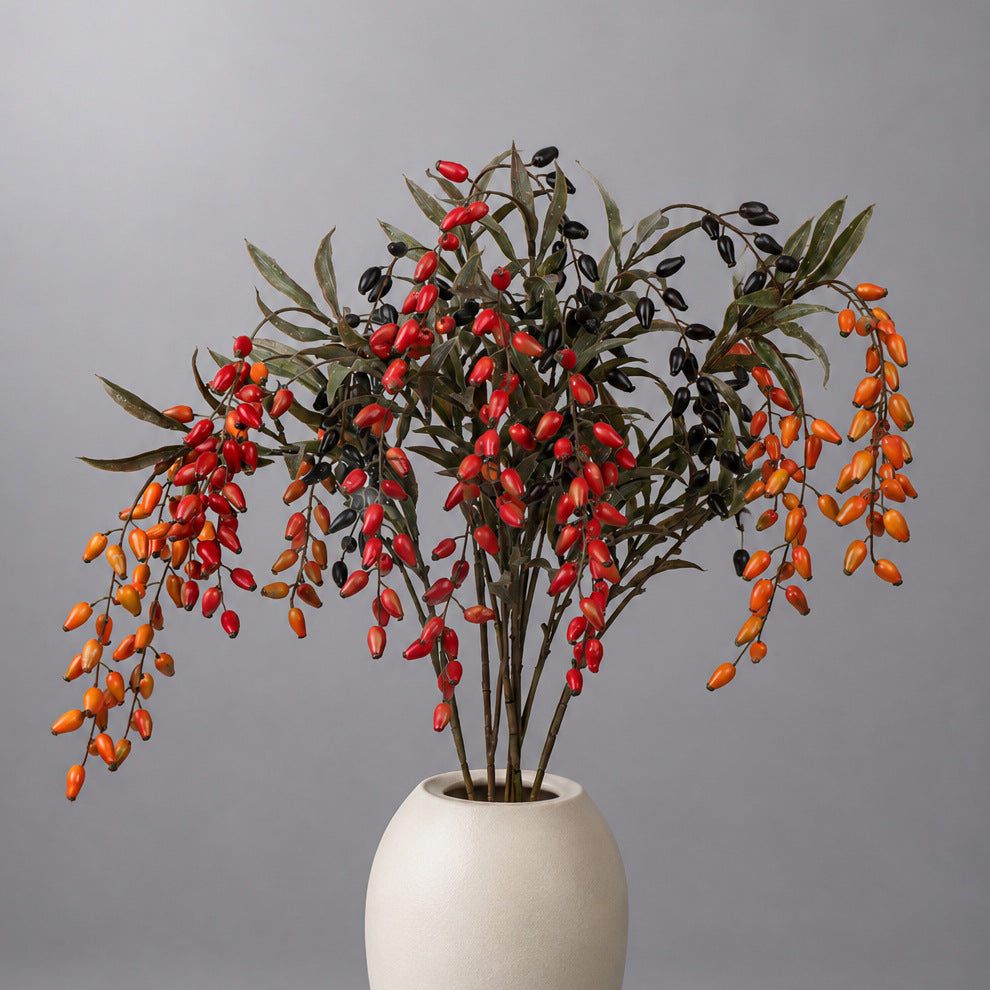 85 cm künstliche Goji-Beeren-Deko, Busch für Floristik, Hochzeit, Innen- und Außendekoration