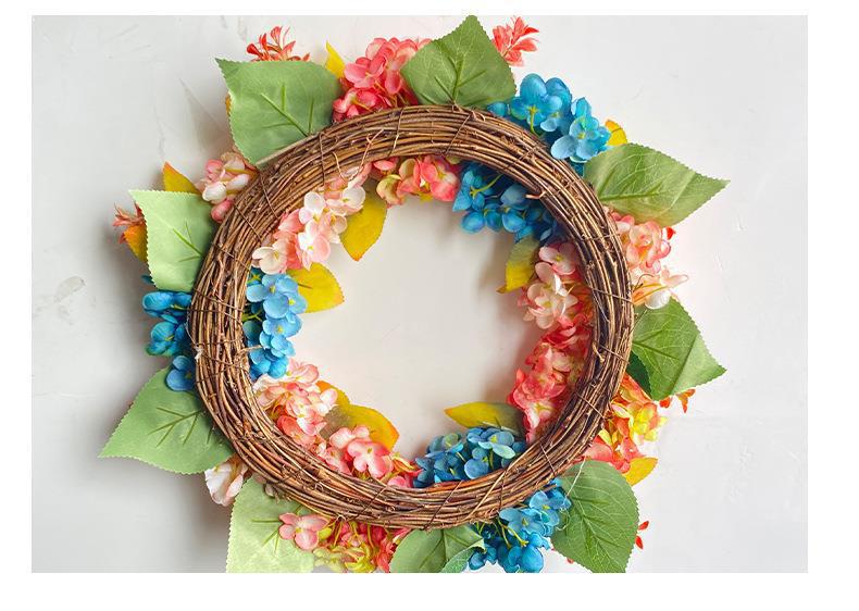 40 cm künstliche Hortensien-Girlande aus Seidenstoff – Blau-Rosa, 9 Blüten, für Hochzeiten, Dekoration, Schaufenster, Innenraum