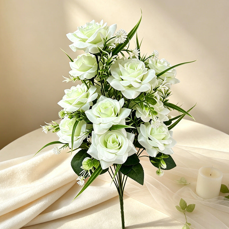 Künstlicher Rosenstrauß mit 18 Blüten, 40 cm hoch, modern, für Hochzeit, Dekoration, Innen- und Außenbereich