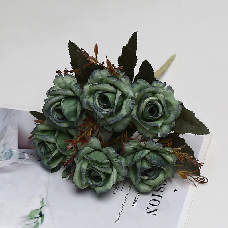 Retro-Stil künstliche Rose, 6-Blüten-Busch, 30 cm, aus Seidenstoff, für Hochzeiten und Inneneinrichtung