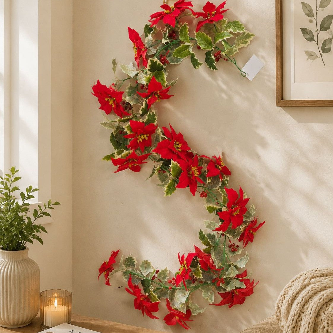 Künstliche Weihnachtsranke aus Kunststoff, 60 cm Länge, moderne Deko für Haushalt, Gewerbe und Events
