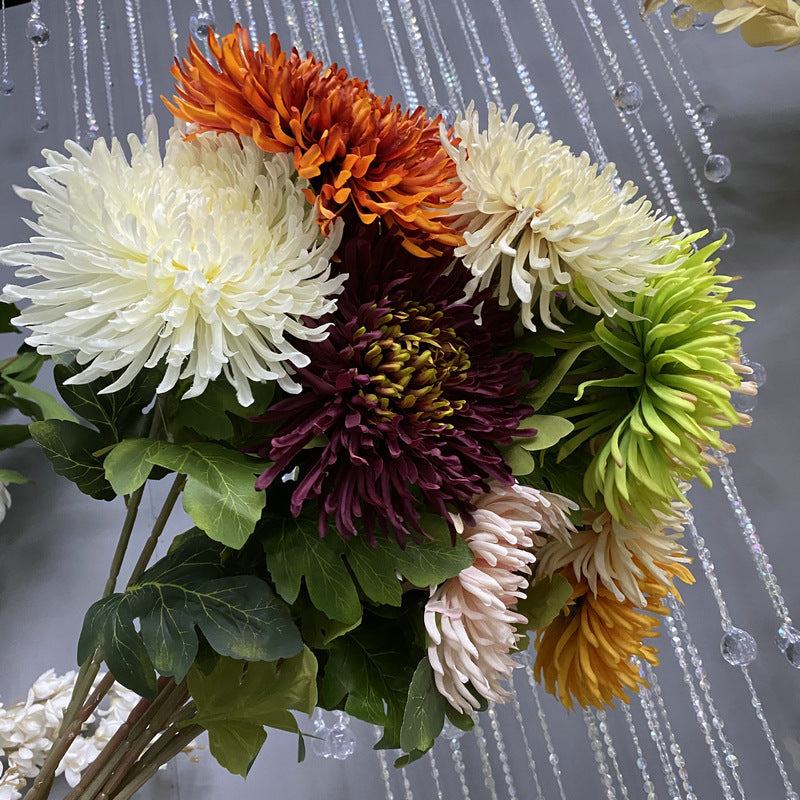 Künstliche Chrysantheme, einzelner Stiel mit 18 cm Blüte, 73 cm hoch, aus Seidenstoff, für Hochzeiten und Innendekoration