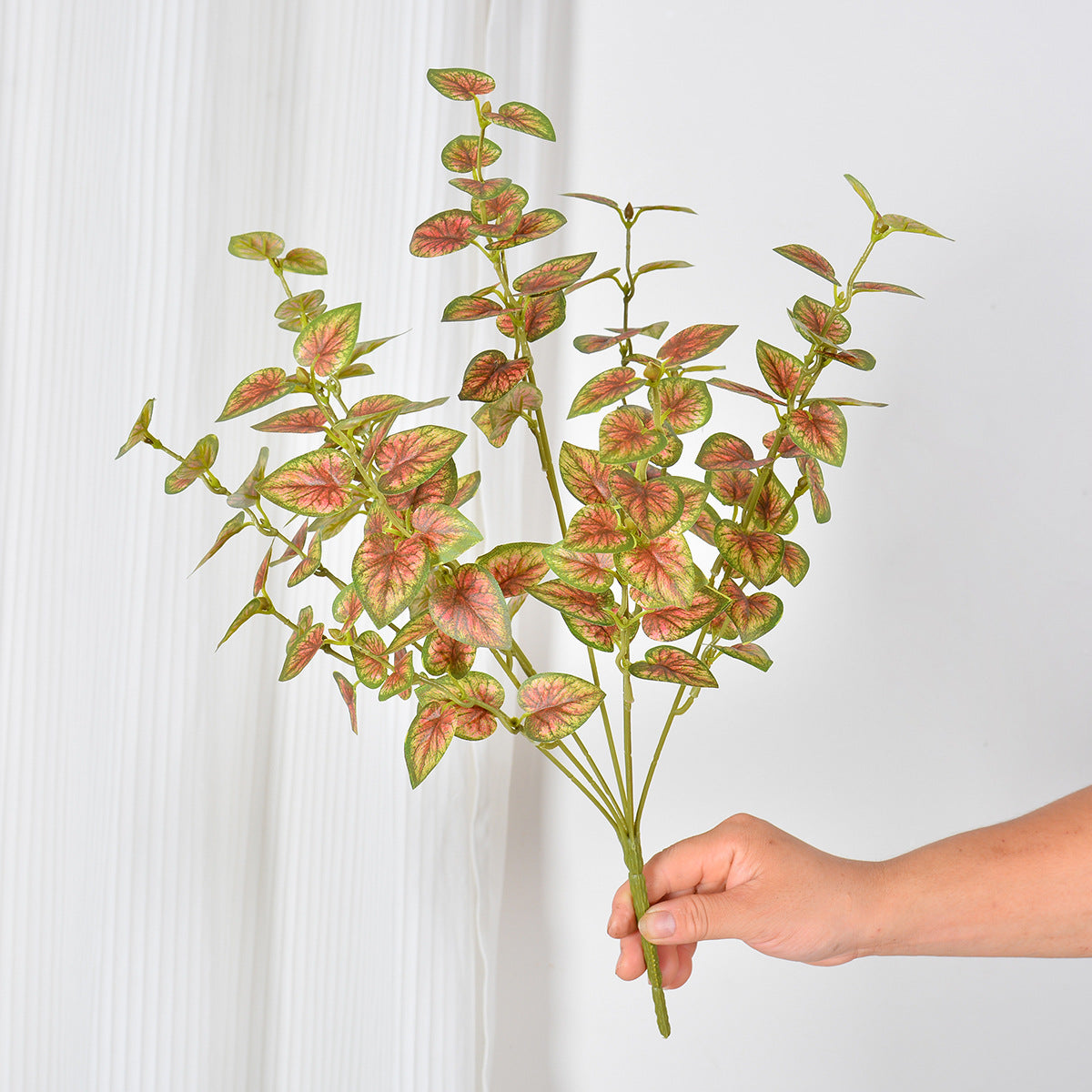 Künstliche Caladium-Blätter, 18 cm hoch, aus seidenähnlichem Polyester, für Innen- und Außenbereiche