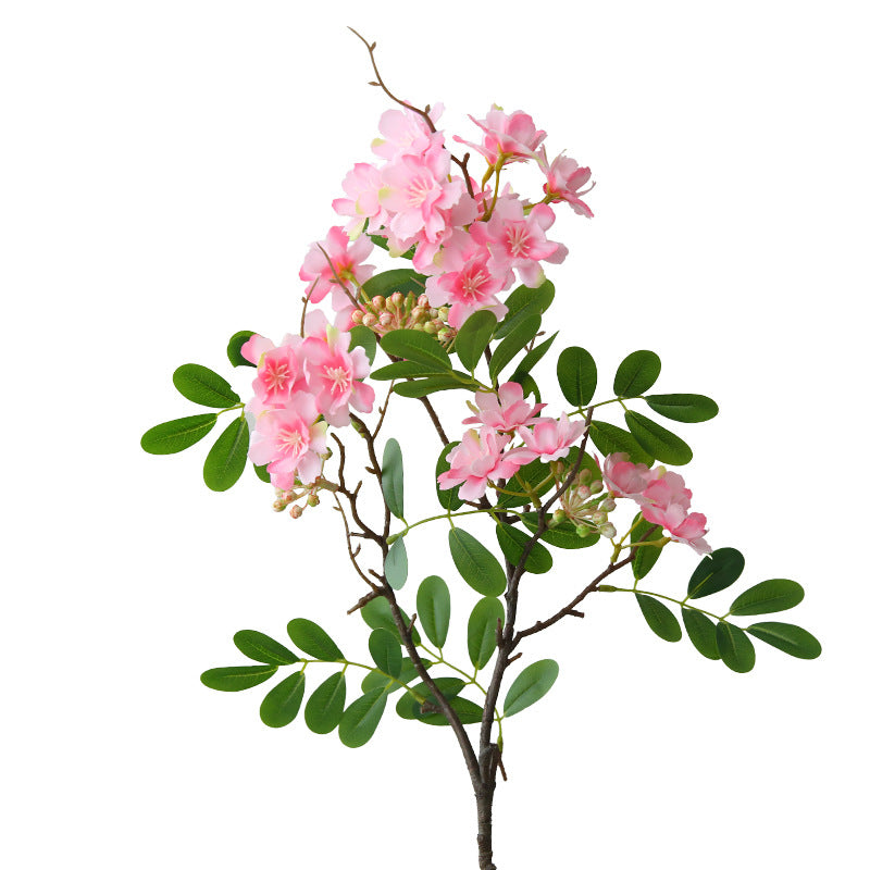 Künstliche Blume, 74 cm, Seidenstoff, Einzelstiel mit 30 Blüten, Weiß/Rosa, für Zuhause, Hotel, Schaufenster