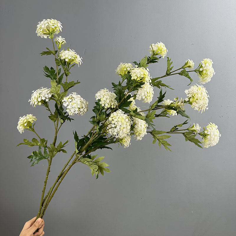 85 cm hochwertige Kunststoff-Hortensienbusch mit 6 Blüten, Schneeballhortensie, Deko für Hochzeit, Wohnung, Büro
