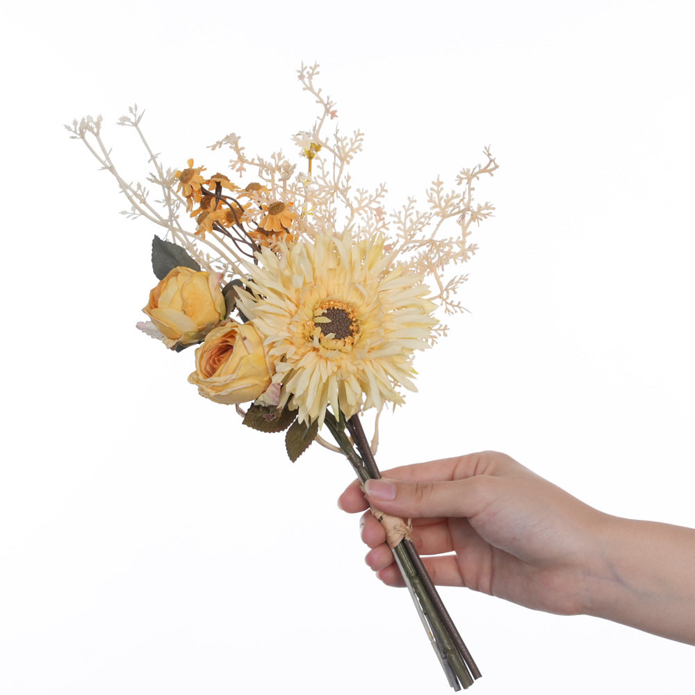 Künstlicher Pfingstrosen-Strauß, 3 Blüten, 32 cm hoch, Seidenblumen für Innenraum-Deko, Hochzeit, Event