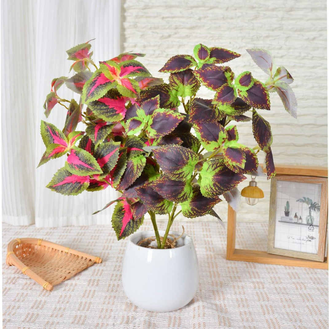 Künstliche Coleus-Pflanze, 45 cm, Buschform, für Innenraum, Hotel- und Schaufensterdekoration
