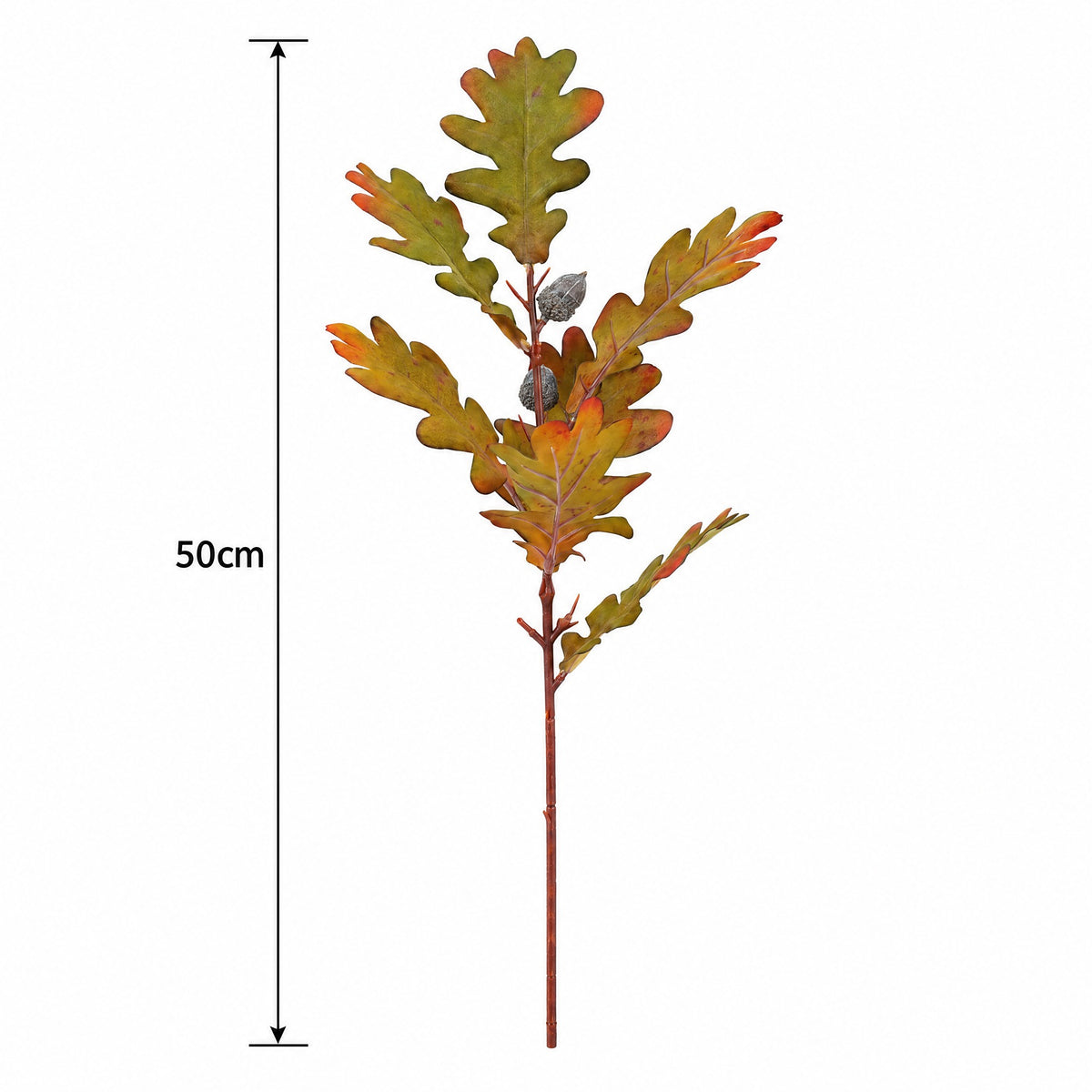 Künstlicher Gummibaum-Zweig, Eichenlaub-Optik, Herbstfarben, 50 cm, Seidenblumen-Stoff, für Hochzeit, Deko und Schaufenster