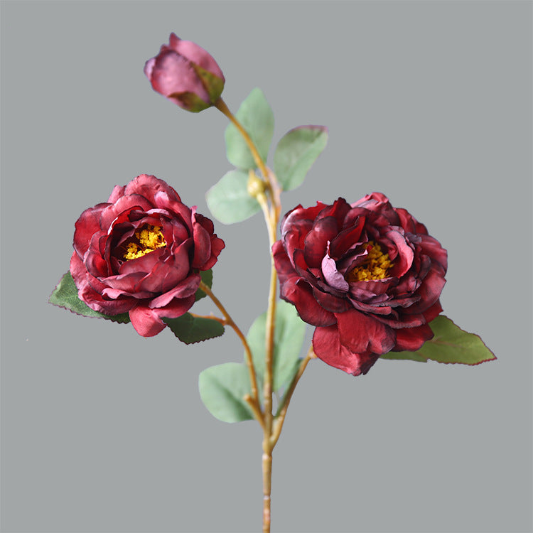 Künstliche Pfingstrose Seidenblume, 53 cm, 3 Blüten, retro ländlich, für Hochzeit Dekoration Shop Fensterbank