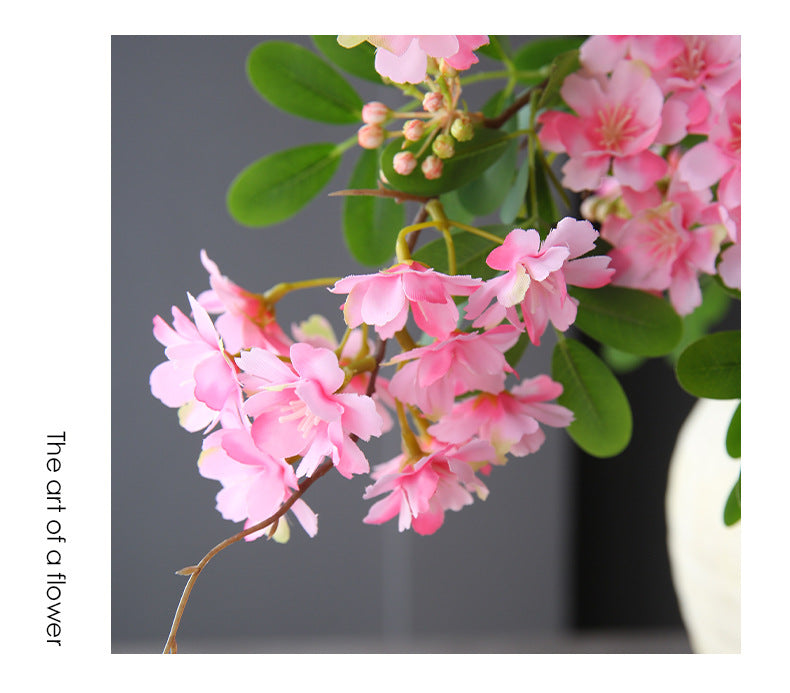 Künstliche Blume, 74 cm, Seidenstoff, Einzelstiel mit 30 Blüten, Weiß/Rosa, für Zuhause, Hotel, Schaufenster