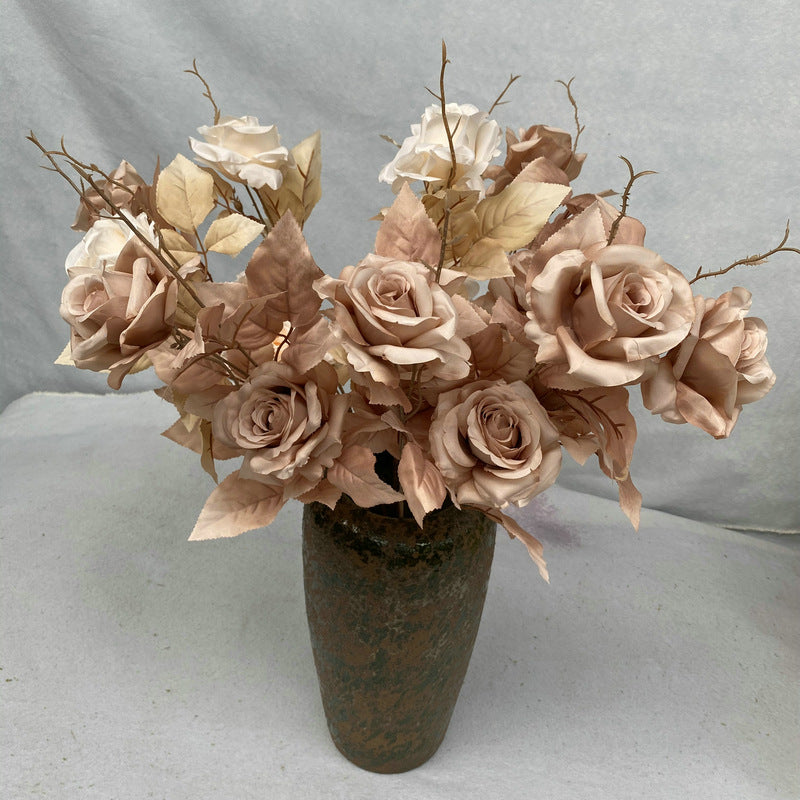 Künstliche Iris-Rose, 1 Stiel mit 2 Blüten, 80 cm Höhe, aus Seidenstoff, für Hochzeiten und Wohnaccessoires