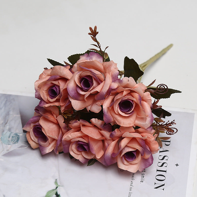 Retro-Stil künstliche Rose, 6-Blüten-Busch, 30 cm, aus Seidenstoff, für Hochzeiten und Inneneinrichtung
