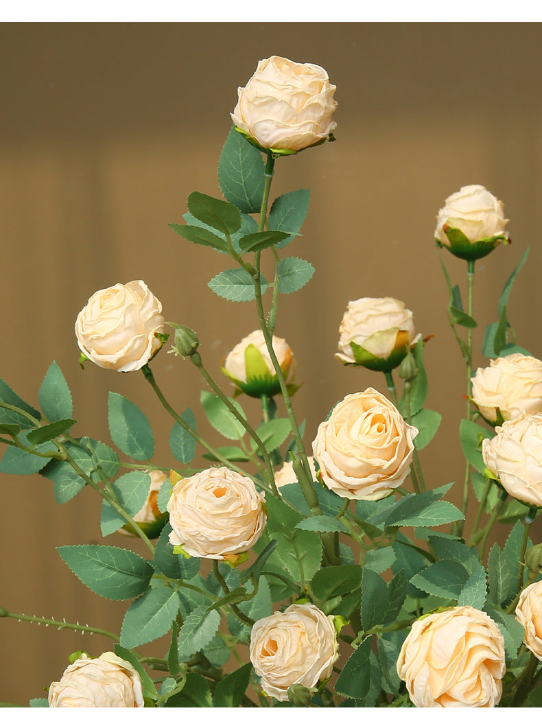 Künstliche Rose mit 3 Blüten, Einzelstiel, 57 cm, Seidenstoff, für Wohnzimmer und Tischdekoration