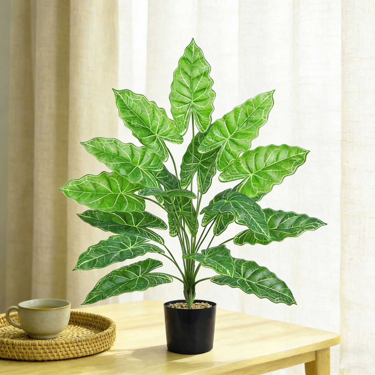Künstliche Glückstaro-Pflanze, 60 cm, PE/PVC, für Innen- und Außenbereich, moderne Raumgestaltung