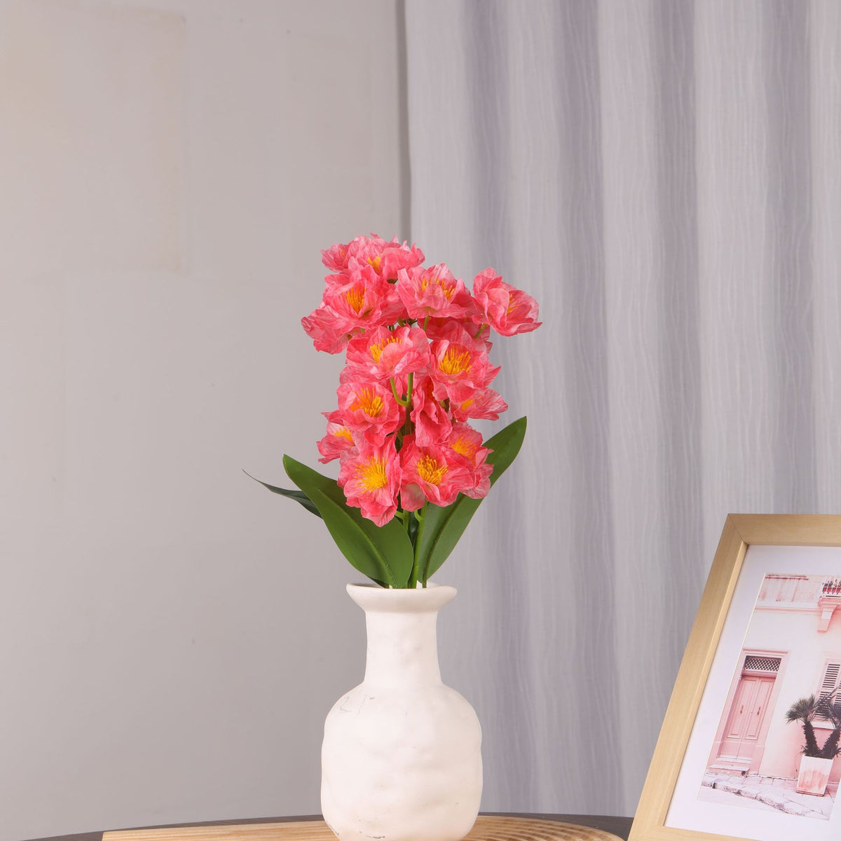 Künstlicher Flieder-Blumenstrauß mit 20 Blüten, 25 cm hoch, PU-Material, für Hochzeit, Dekoration, Büro, Zuhause