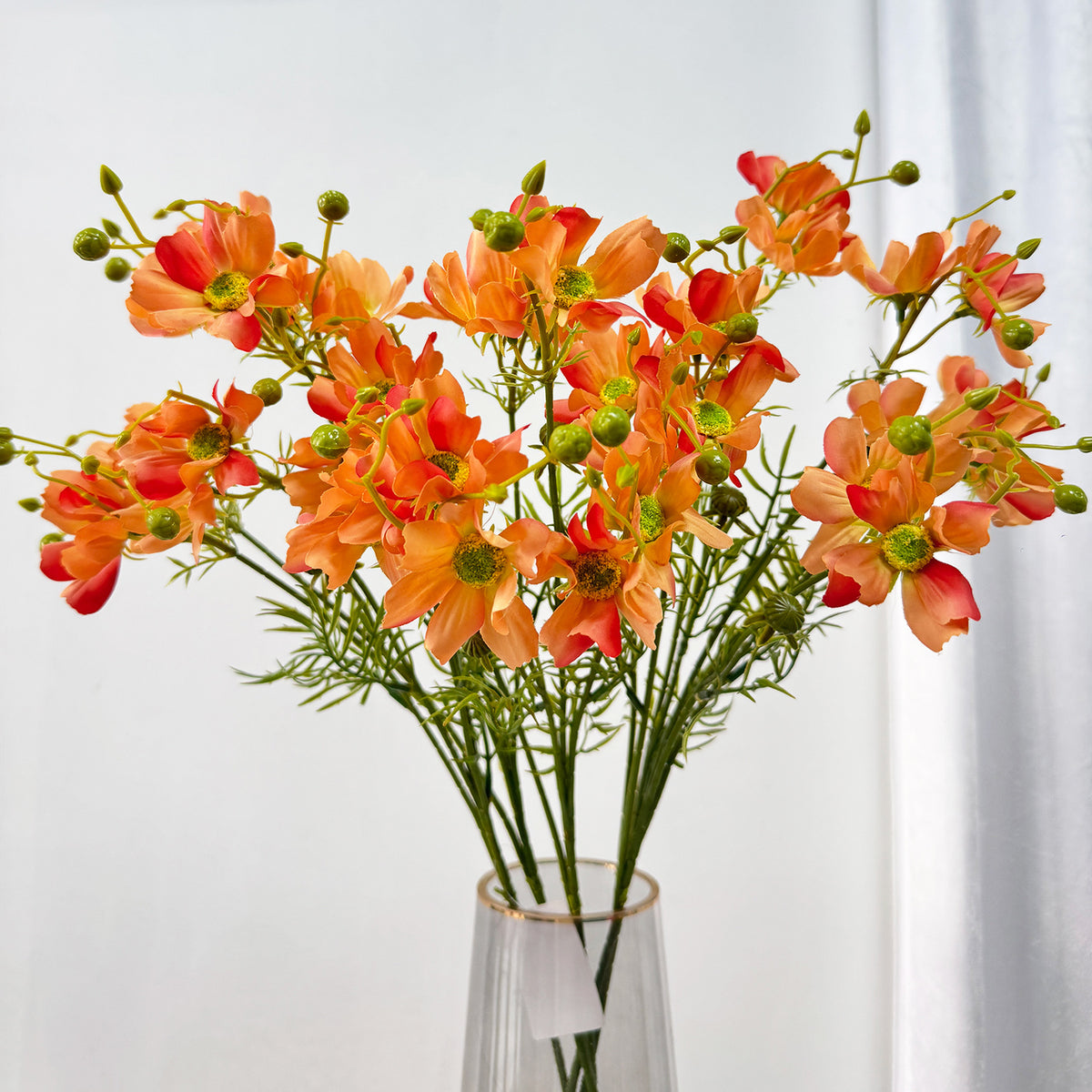 Künstliche Cosmea (Schmuckkörbchen) Strauß mit 8 Blüten, 68 cm hoch, Seidenstoff-Dekoration für Hochzeit, Wohnung und Geschäftsräume