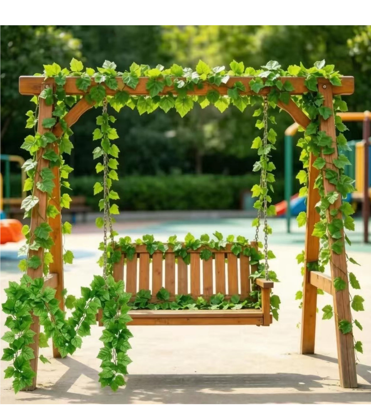 Künstliche Weinrebe Hängepflanze, 66 Blätter, Kunstseide-Optik, Rankgirlande für Garten, Balkon, Hochzeit und Gastronomie