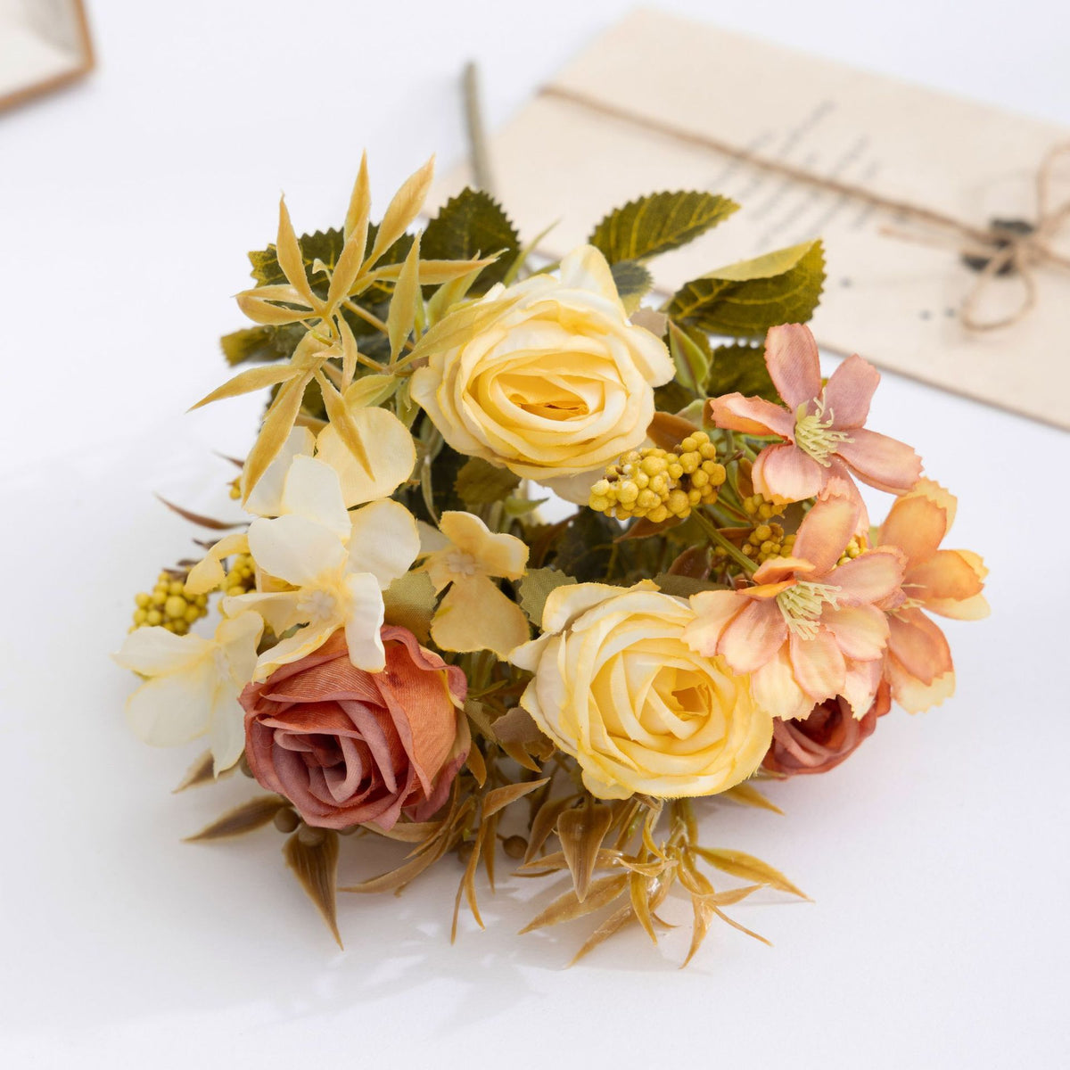 Künstliche Rosenstrauß, 35 cm hoch, 11 Blüten, aus Seidenstoff, für Hochzeiten, Innenraumdekor und Geschäftsausstattung