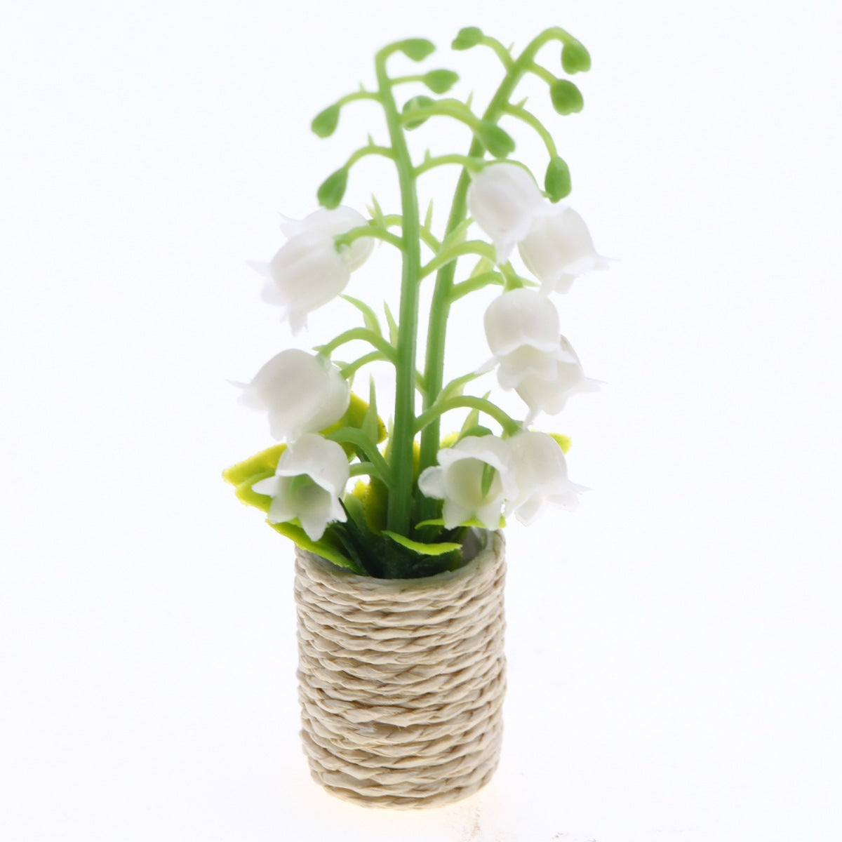 Miniatur-Maiglöckchen Pflanze im Topf, 10 cm hoch, Kunststoff (PE/PVC), für Wohnaccessoires und Szenengestaltung