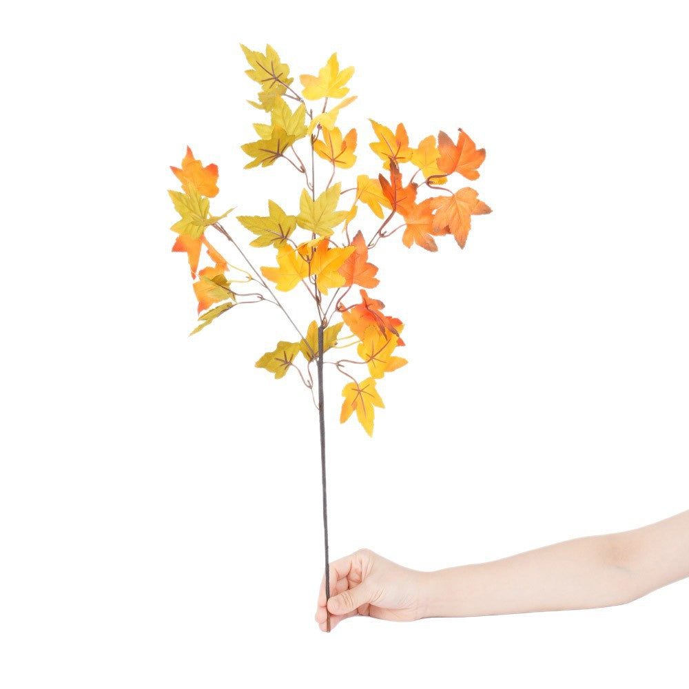 Künstlicher Ahornblatt-Zweig, 58 cm, Bündel mit mehreren Blättern, aus Seidenstoff, für Floristik und Innendekoration