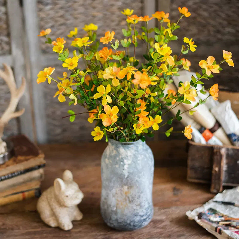 Rustikaler Wildblumen-Strauß aus Seidenstoff, 18 Blüten, 50 cm hoch, für Hochzeit, Dekoration, Büro