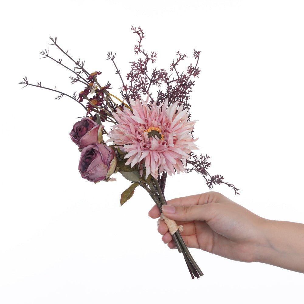 Künstlicher Pfingstrosen-Strauß, 3 Blüten, 32 cm hoch, Seidenblumen für Innenraum-Deko, Hochzeit, Event