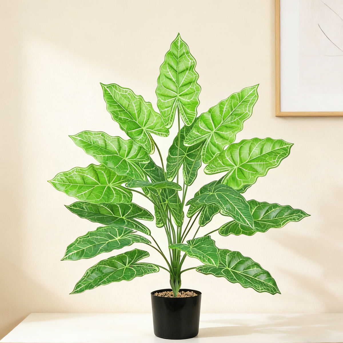 Künstliche Glückstaro-Pflanze, 60 cm, PE/PVC, für Innen- und Außenbereich, moderne Raumgestaltung