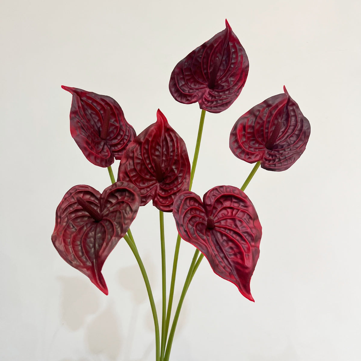PU Anthurium-Einzelstiel, 56 cm, realistisch, für Hochzeiten, Wohn- und Geschäftsräume