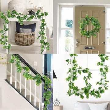 180 cm künstliche Monstera Ranke, Efeutute Deko, Kunstpflanze für Innendekoration, Wanddekoration, Hochzeit, Veranstaltungen, Büro
