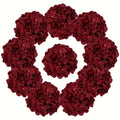 10er Pack künstliche Hortensien-Blüten, 28 cm, weinrot, aus Seidenstoff für Hochzeitsdeko und Inneneinrichtung