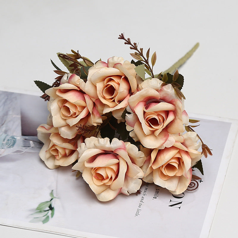 Retro-Stil künstliche Rose, 6-Blüten-Busch, 30 cm, aus Seidenstoff, für Hochzeiten und Inneneinrichtung