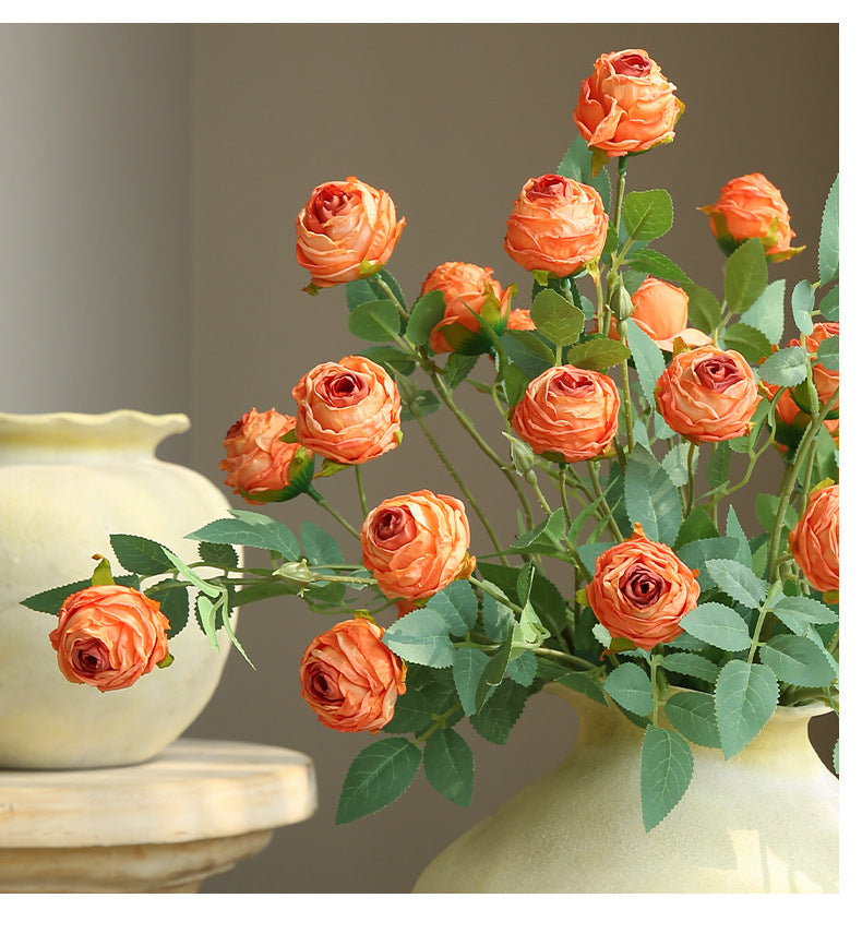 Künstliche Rose mit 3 Blüten, Einzelstiel, 57 cm, Seidenstoff, für Wohnzimmer und Tischdekoration