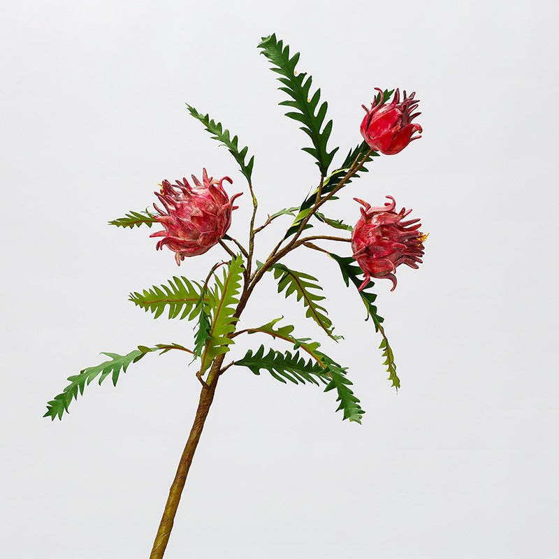 Künstliche Distel / Artischocke, einzelner Stiel mit 14 Blättern, 100 cm Länge, für Innendekoration und Floristik