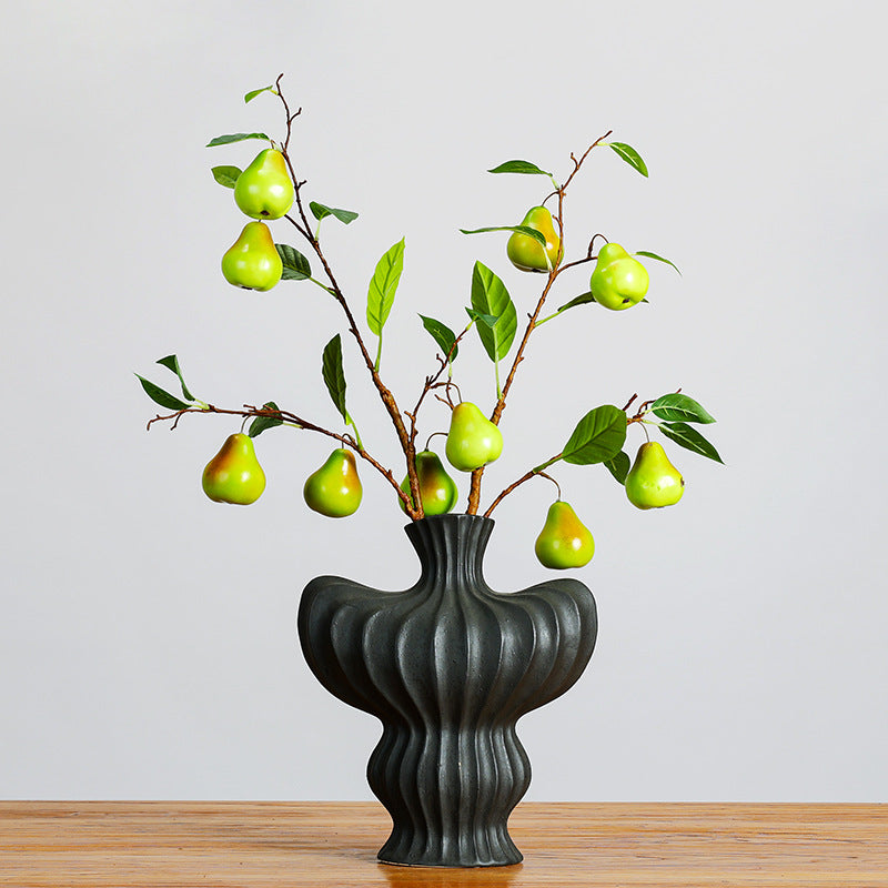 Künstlicher Birnenzweig, 98 cm, 5 Blüten, 6 cm Durchmesser, für Innendekoration und Gewerberäume
