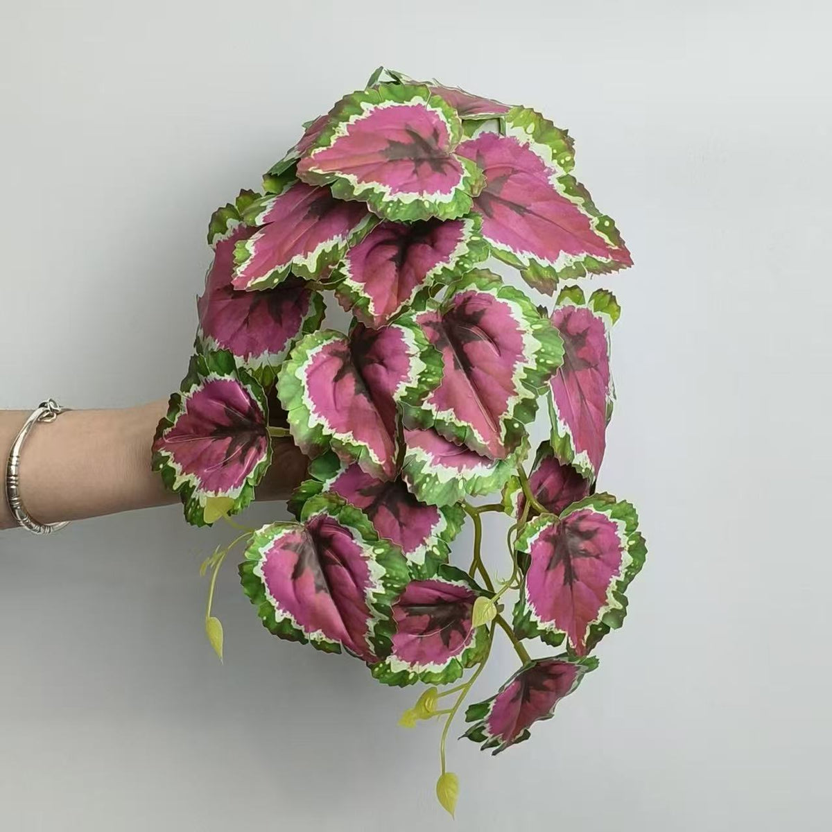Einzelner Begonienblatt-Zweig, 30 cm, Kunststoff (PE/PVC), für Zuhause und Gewerbe