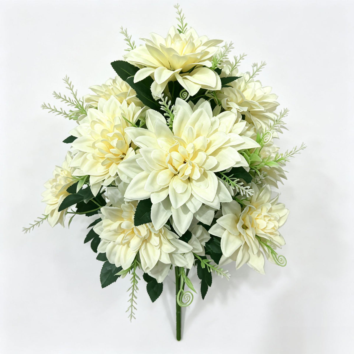 Künstliche Chrysanthemen Busch mit 12 Blüten, 38 cm Höhe, Seidenstoff-Dekoration für Hochzeiten, Home Staging und Gewerbe
