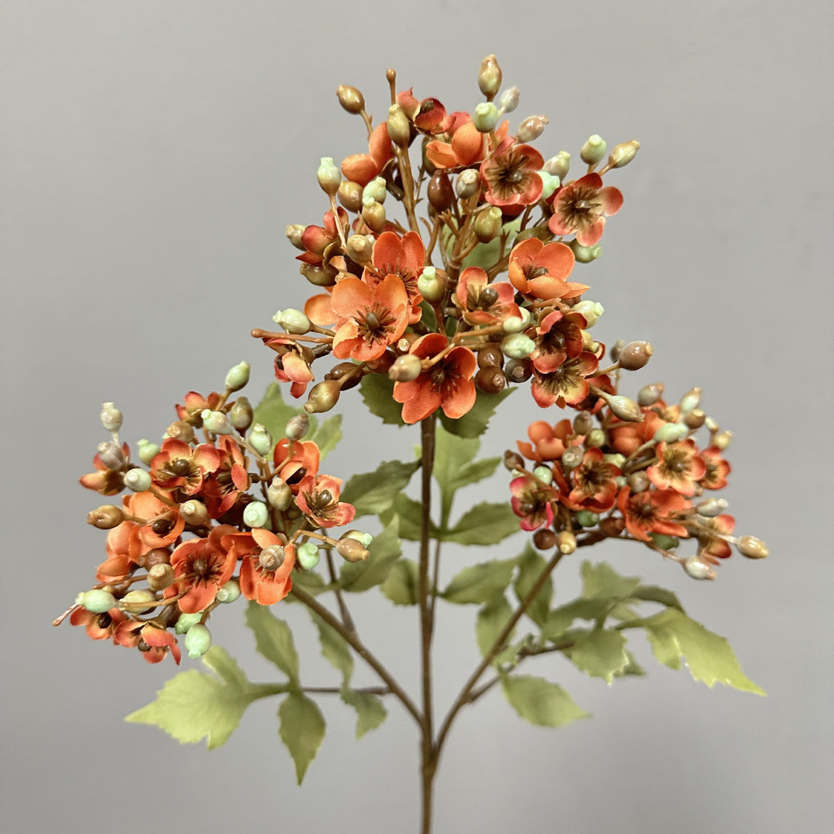 Künstliche Schneeball-Blüte (Viburnum), Kunstblume mit 3 Blütenköpfen, Kunstseide-Stoff, für Hochzeit, Hotel und Heimdeko