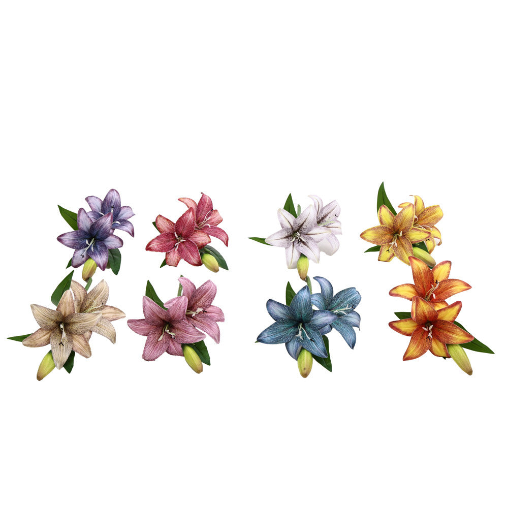 Einzelstiel mit 3 Lilienblüten, 41 cm, Kunststoff, für Hochzeiten, Wohn- und Gewerberäume