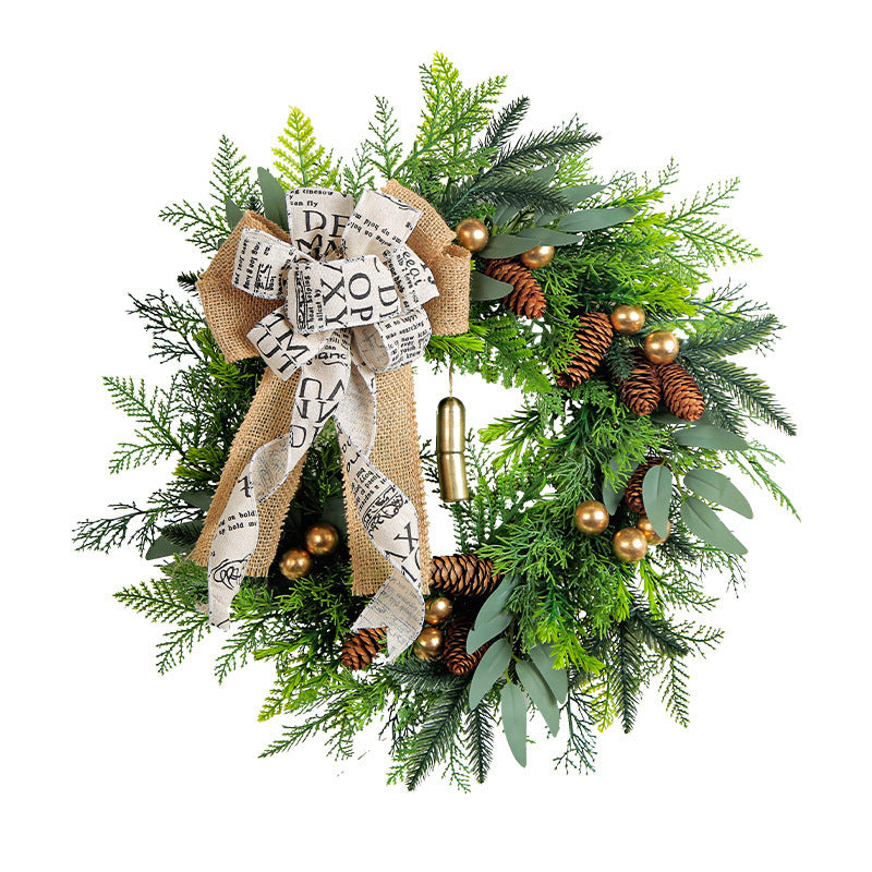 Weihnachtskranz mit Tannenzapfen und Glöckchen, 45 cm Durchmesser, rustikale Türdekoration, festliche Weihnachtsdekoration