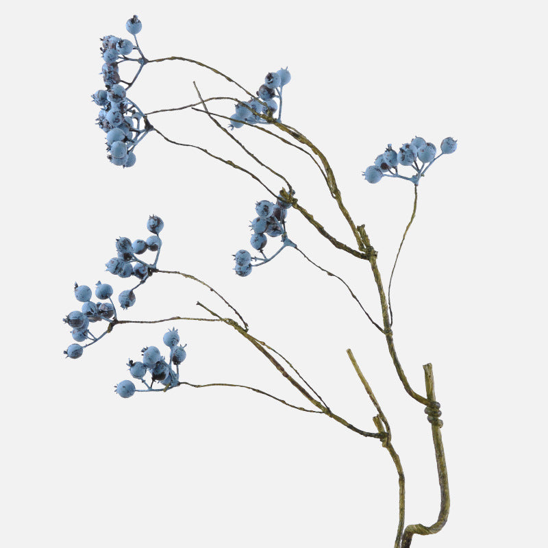 Künstliche Blaubeer-Beerenzweig, Einzelzweig mit 9 Beerenbüscheln, Schaumstoff, biegbar, für Hochzeit und Wohndeko