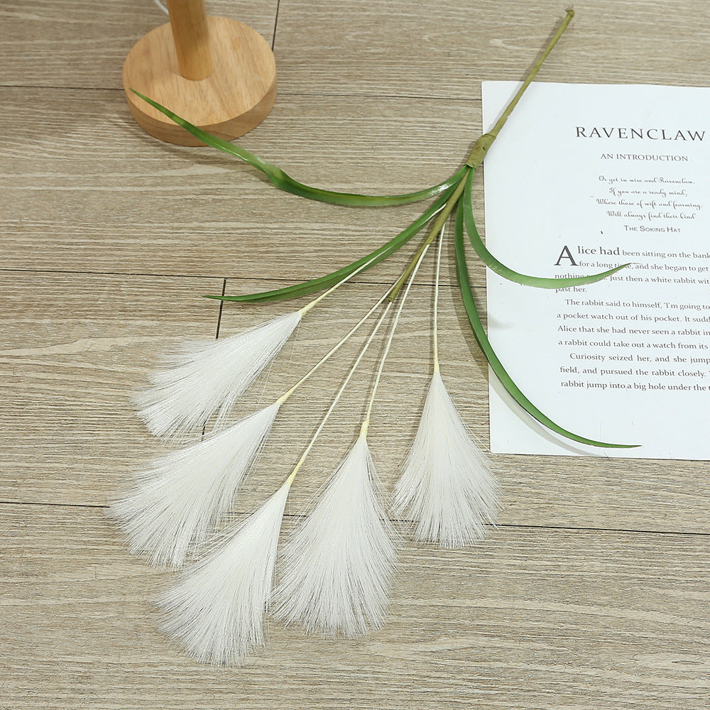 50 cm künstliche Pampasgras-Deko, einzelne Stange, modern, für Hochzeit & Innenraum, 5 Verzweigungen