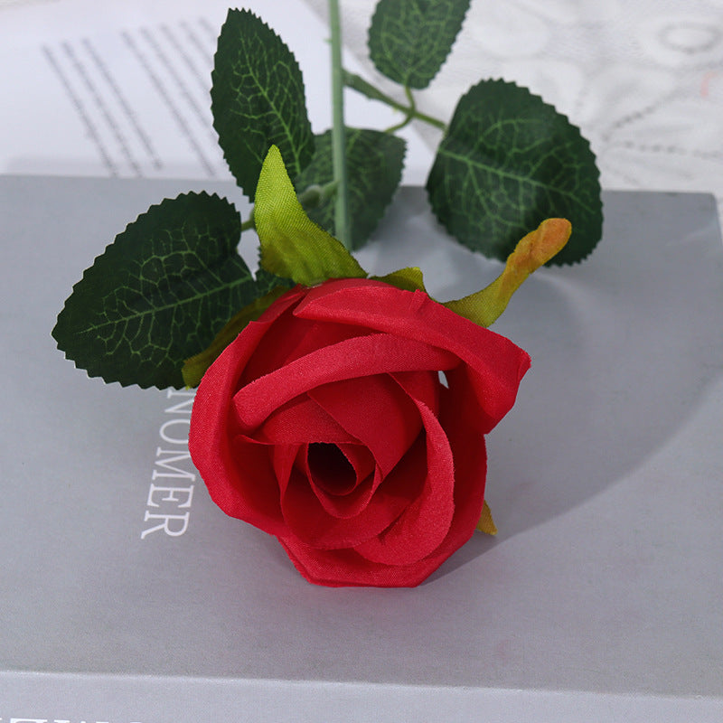 Künstliche Schneeberg-Rose, Einzelstiel mit 1 Blüte, biegbarer Stiel aus Stoff und Draht, für Hochzeit, Hotel und Zuhause