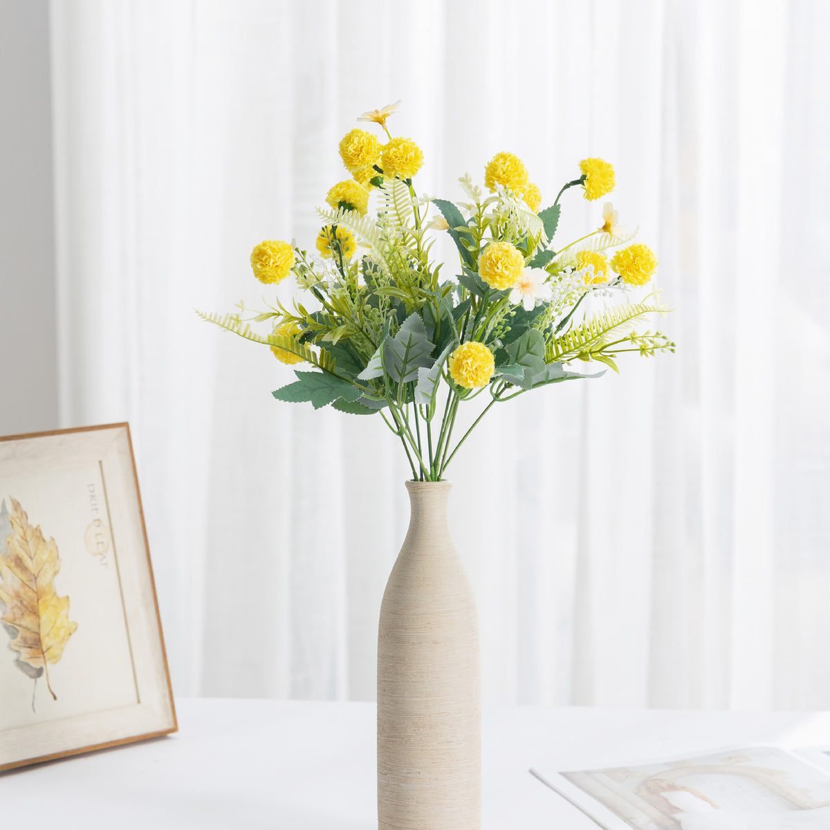 Künstliche Löwenzahn-Hortensien, 36 cm hoch, 8 Blüten, für Hochzeiten, Grabgestecke und Innendekoration, Plastik