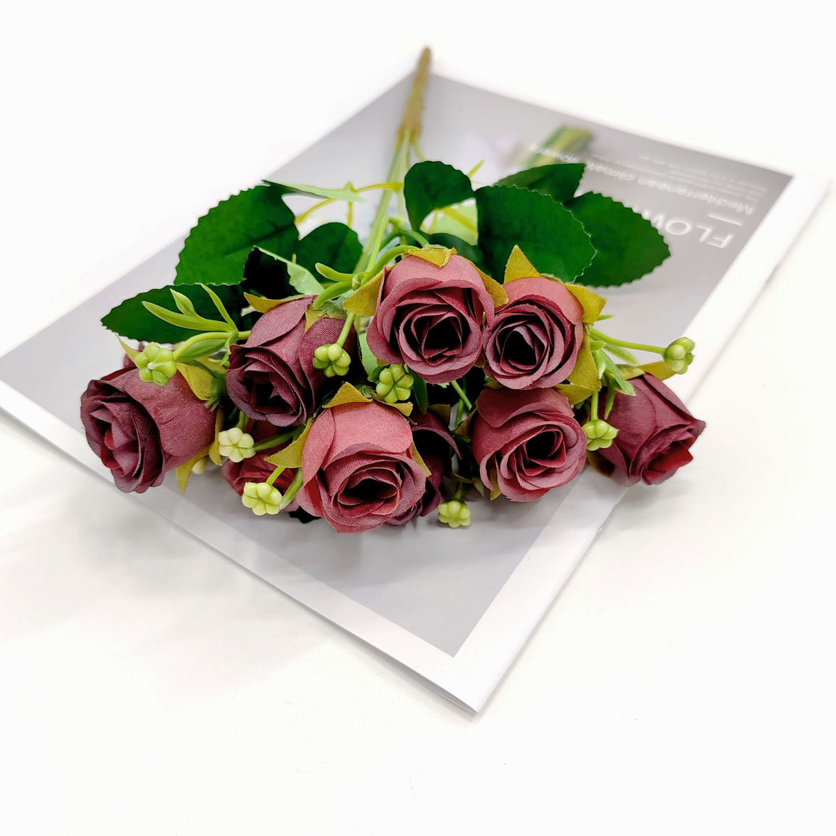 Künstliche Rosenstrauß mit 10 Blüten, 30 cm, moderne Deko für Zuhause