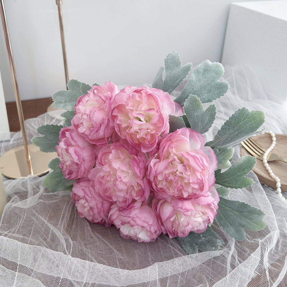 Künstliche Lotusblumenstrauß, 8-stänglig, Höhe 32 cm, Breite 20 cm, für Hochzeiten, Innendekoration und Veranstaltungen