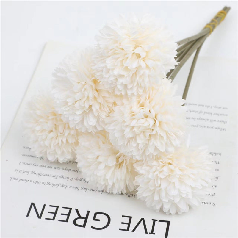 Künstliche Pompon-Chrysantheme, 10 Einzelstiele mit je 1 Blüte, Stoffblüten in Macaron-Farben, für Hochzeit & Dekoration