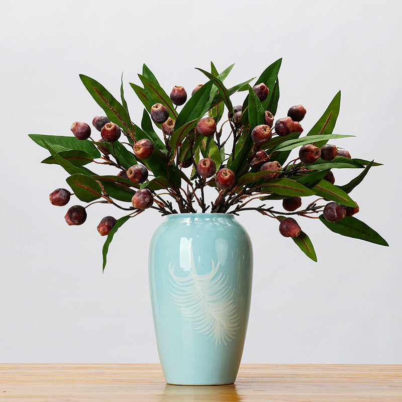 Künstlicher Obstbaum-Zweig mit Blättern, 45 cm, 9 Blätter, Buschform, für Hochzeiten, Innendekoration und kommerzielle Räume