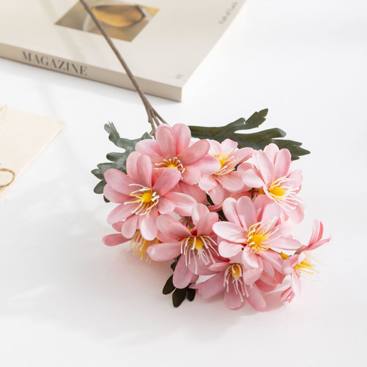 Gänseblümchen-Strauß aus Seide, 47 cm, 12 Blüten, ideal für Hochzeiten, Outdoor und Innendekoration